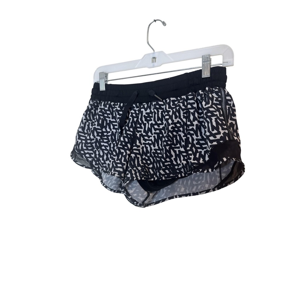 Lululemon Shorts Womens 8 Black Geometric Lined 3" Running Athletic Zip